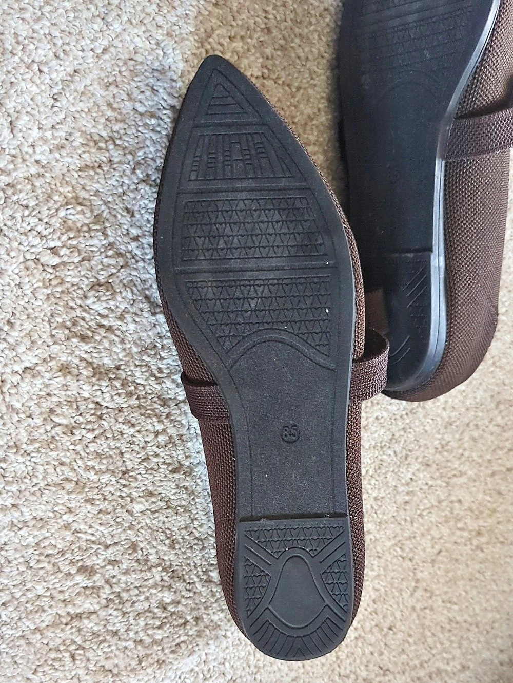 Nanette Lepore Brown Pointed-Toe Bow Flats Like New - Picture 5 of 7